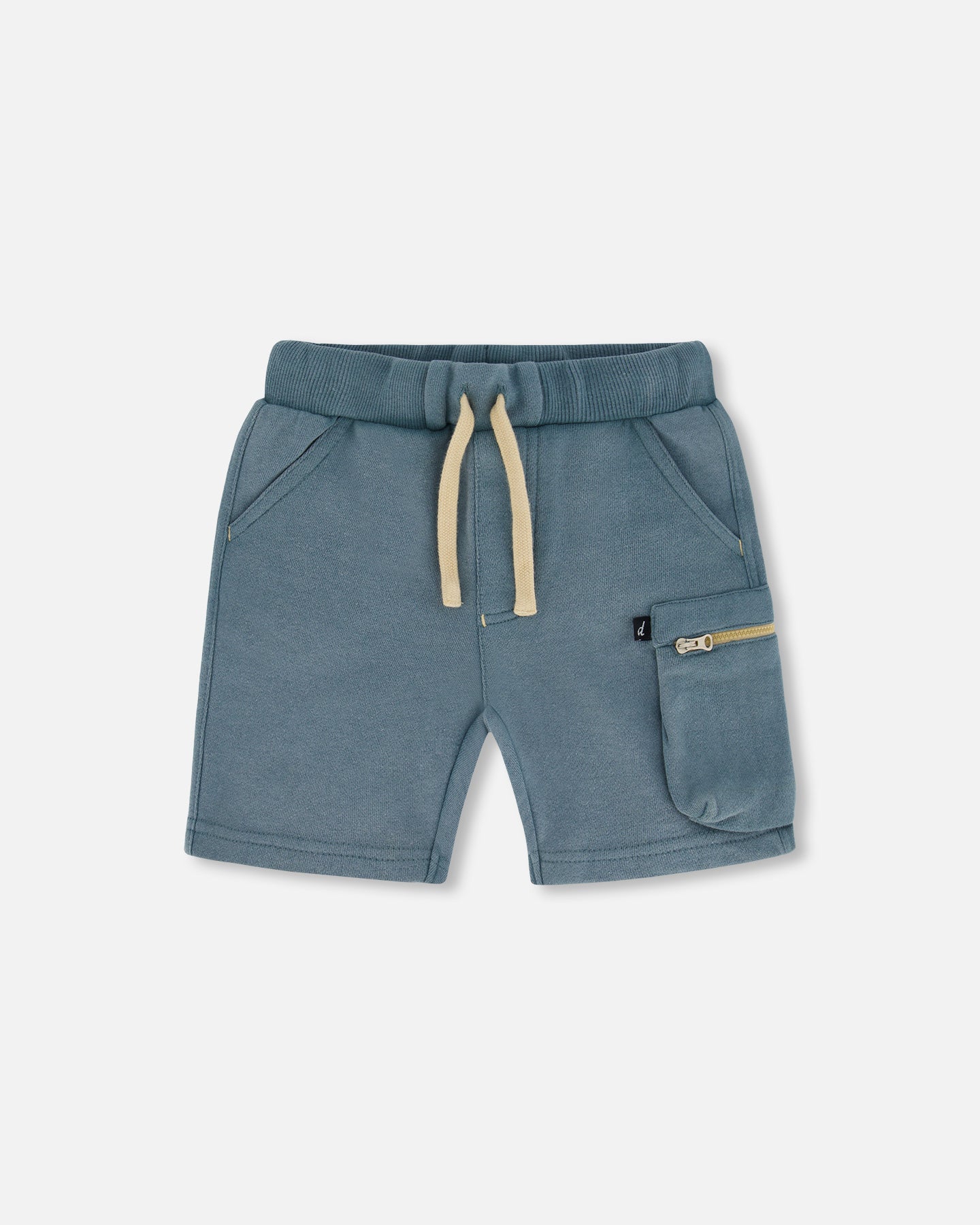 Short avec poche à fermeture éclair vert pin en coton français - F30T26-375 - 2 à 8 ans