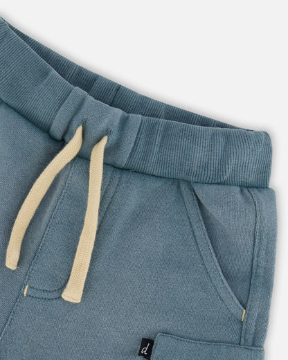 Short avec poche à fermeture éclair vert pin en coton français - F30T26-375 - 2 à 8 ans