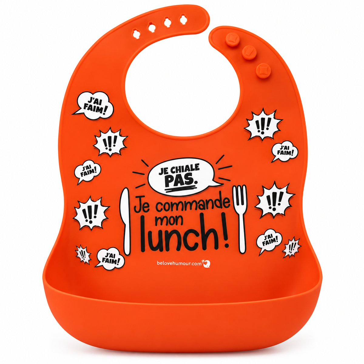 Bavoir Silicone - JE CHIALE PAS JE COMMANDE MON LUNCH! -