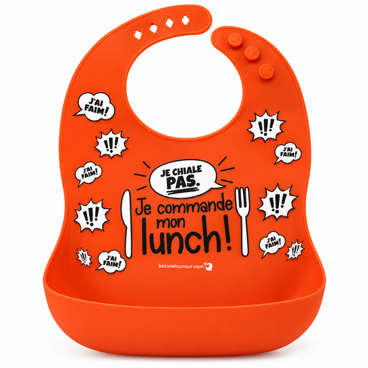 Bavoir Silicone - JE CHIALE PAS JE COMMANDE MON LUNCH! -