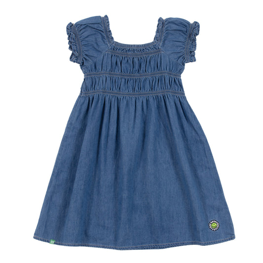 Robe à manches courtes en denim - Paix & Amour - S2406-09- 2 à 10 ans