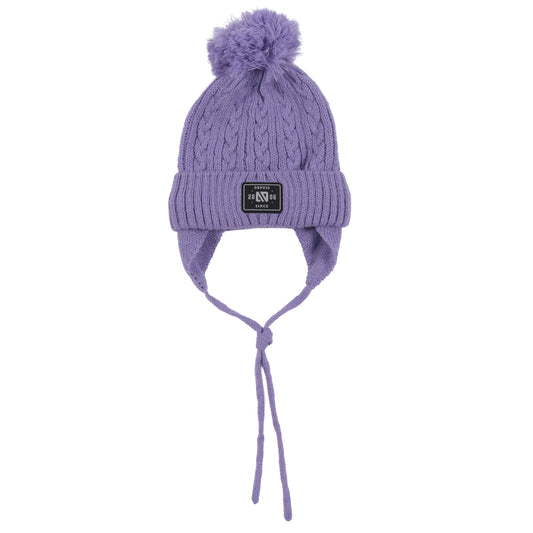 Tuque d’hiver en tricot avec oreilles F26TU258 - Lilas - 6 mois à 6 ans