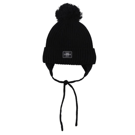 Tuque d’hiver en tricot avec oreilles F26TU852 - Noir - 2 à 6 ans