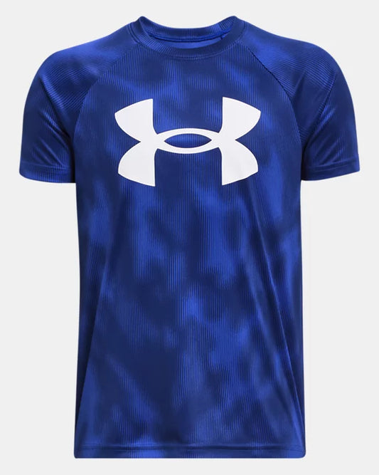 T-shirt - UA Tech™ - Modèle imprimé à manches courtes et gros logo pour garçon - Bleu - 7 à 14 ans