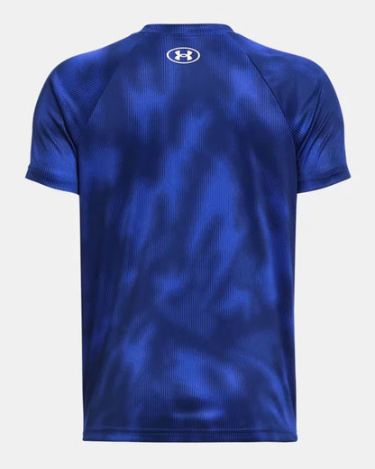 T-shirt - UA Tech™ - Modèle imprimé à manches courtes et gros logo pour garçon - Bleu - 7 à 14 ans