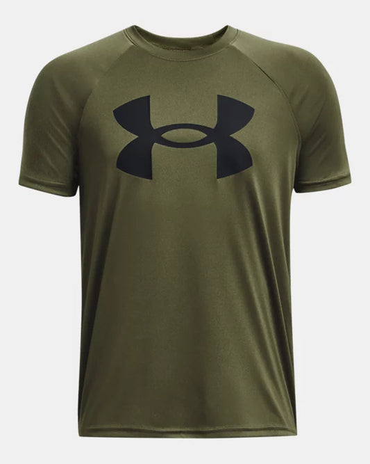 T-shirt - UA Tech™ - Modèle à manches courtes et gros logo pour garçon - Kaki - 7 à 14 ans