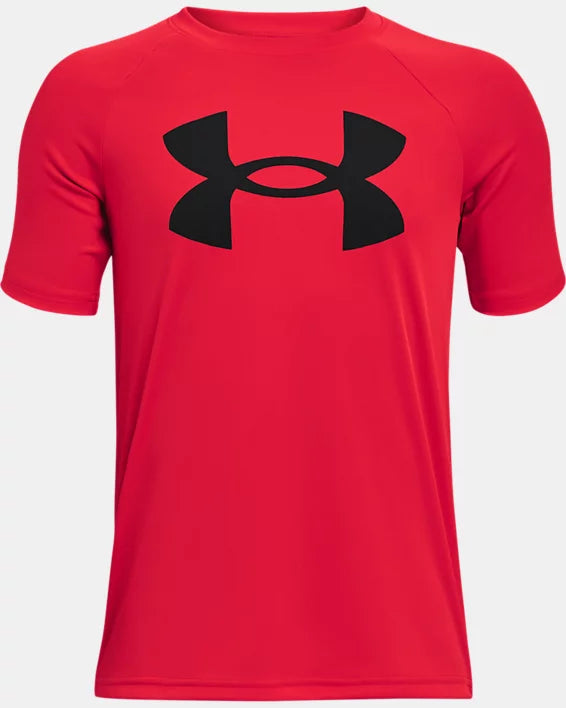 T-shirt - UA Tech™ - Modèle à manches courtes et gros logo pour garçon - Rouge - 7 à 14 ans
