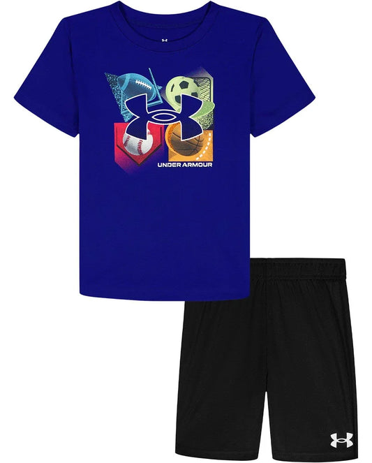 Ensemble t-shirt/short - Bleu/Noir - 2 à 7 ans