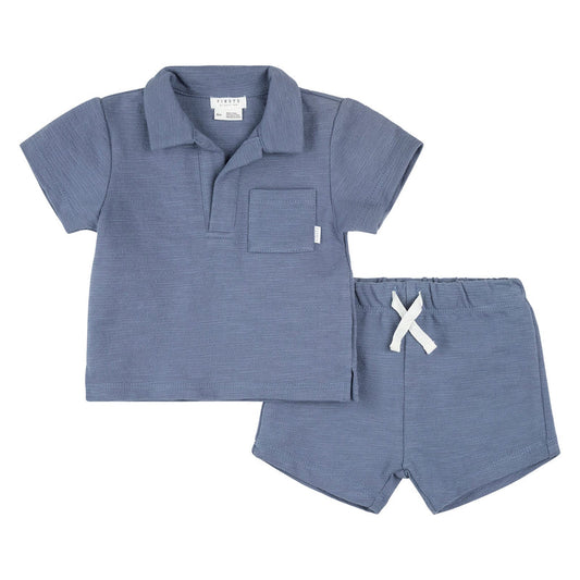 Ensemble polo et short - Bleu - 3 à 24 mois