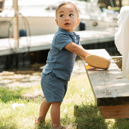 Ensemble polo et short - Bleu - 3 à 24 mois