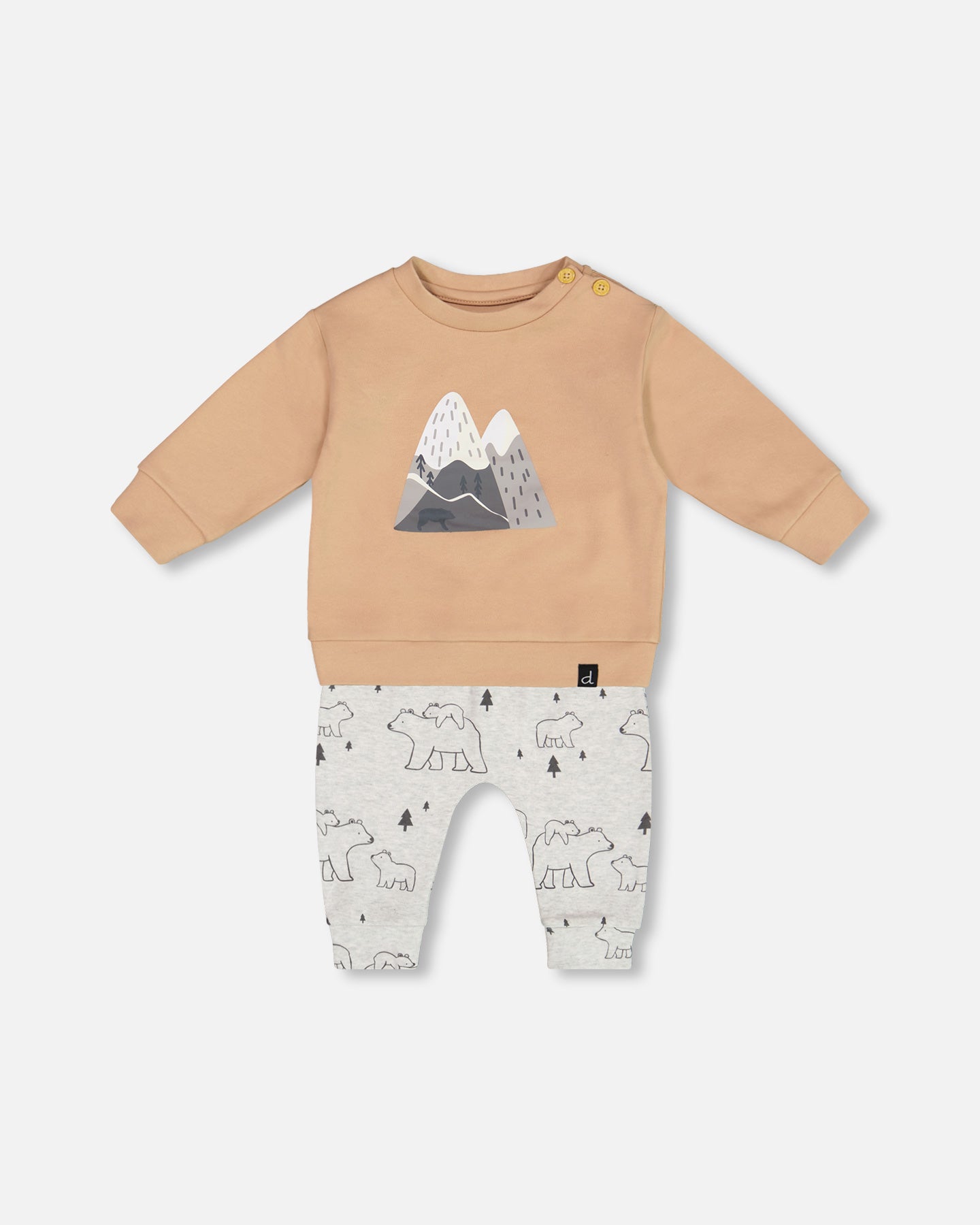 Ensemble chandail et pantalon en coton organique - Maman ours et bébé ours - G20C10-048 - 3 à 24 mois