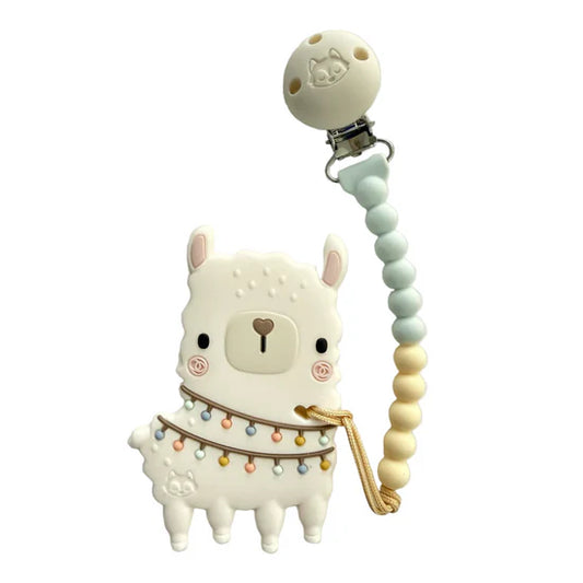 Jouet et attache-Suce en Silicone - Lama