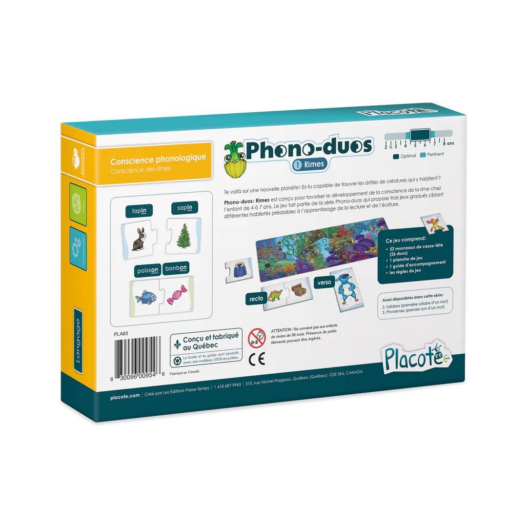 Jeu éducatif - Phono-duos : Rimes