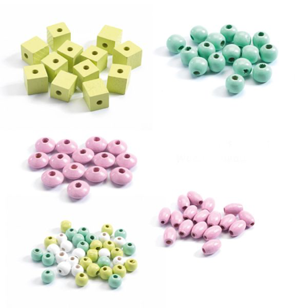 Perles en bois / Feuilles et fleurs
