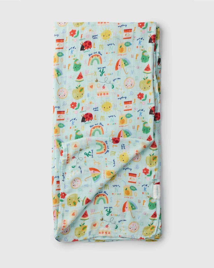 Couverture de mousseline de bambou - Sourires alphabet