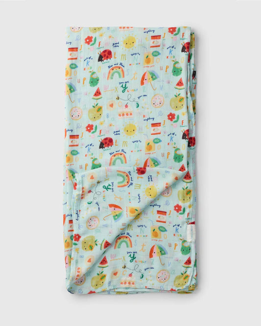 Couverture de mousseline de bambou - Sourires alphabet