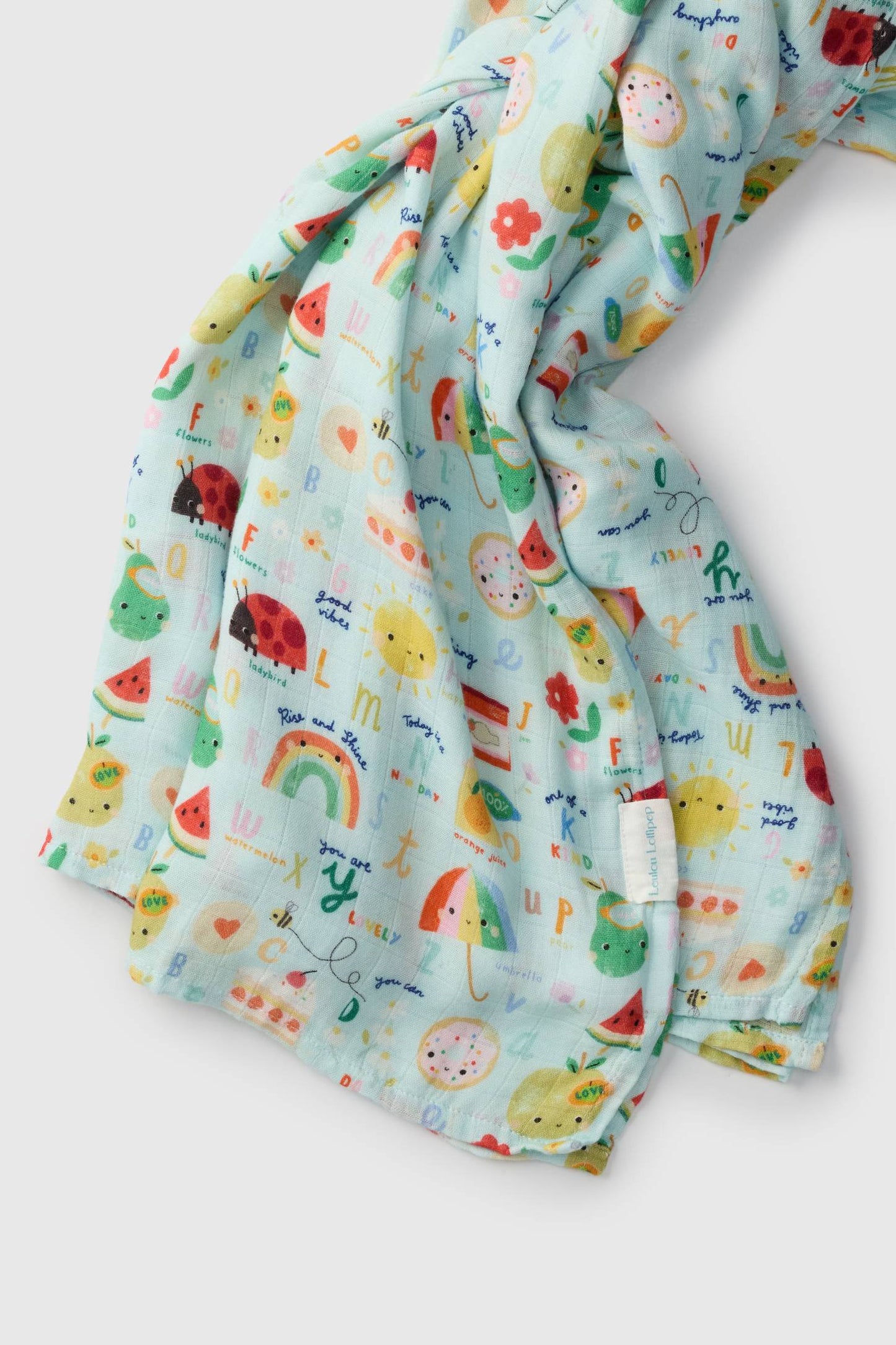 Couverture de mousseline de bambou - Sourires alphabet