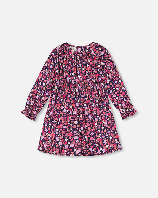 Robe à manches longues bouffante imprimé fleur F20I91-054 2 à 10 ans