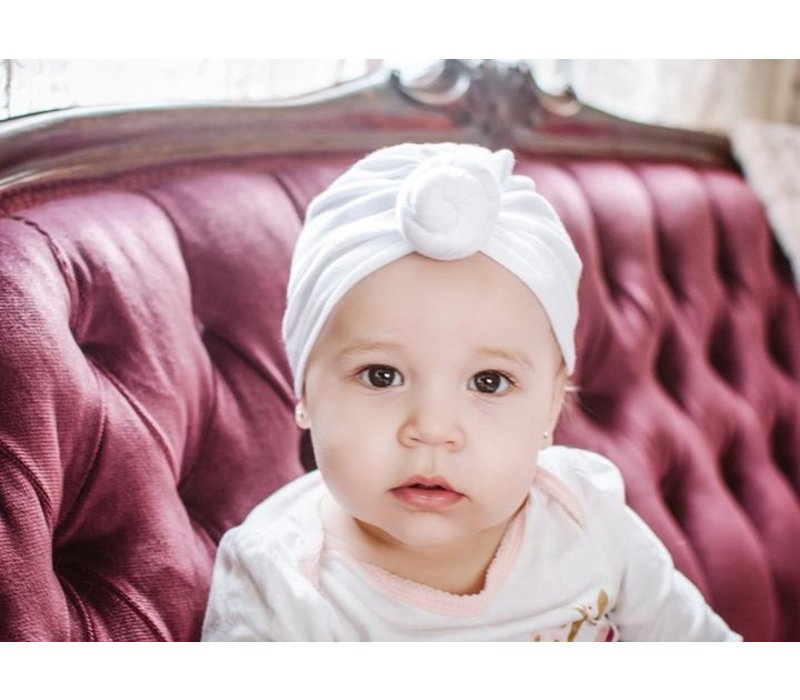 Chapeau noeud turban pour bébé - Blanc