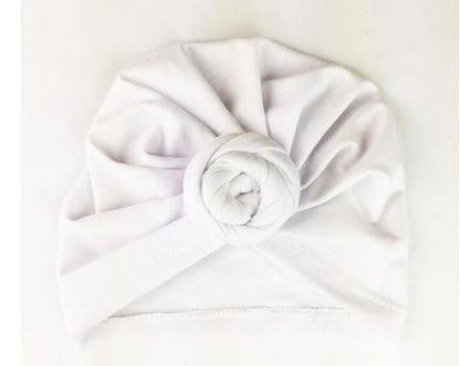 Chapeau noeud turban pour bébé - Blanc