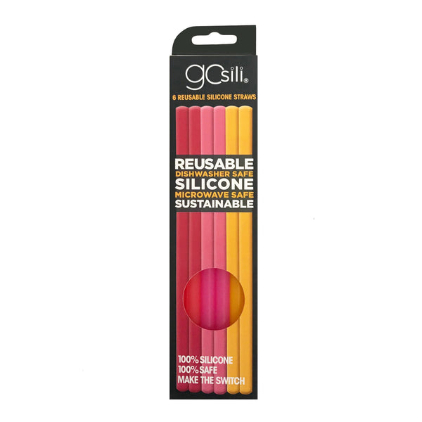 Silikids - Pailles en silicone réutilisables 6pk - Ombre Rouge -
