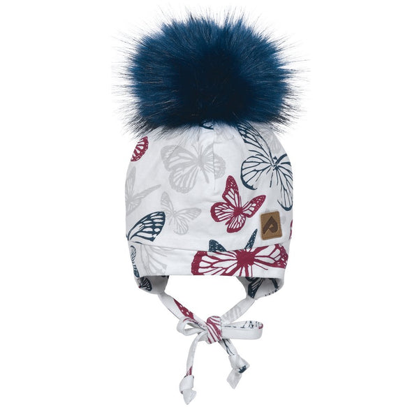 Tuque avec cache-oreilles et pompon - Papillon framboise