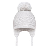Tuque à oreilles avec pompon en acrylique - Gris