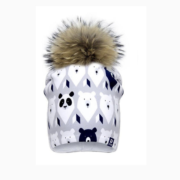Tuque avec pompon en fourrure - Ours