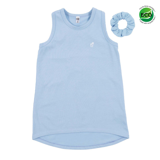 Camisole longue et chouchou Bleu- S22L50-08- Détente - 4 à 16 ans