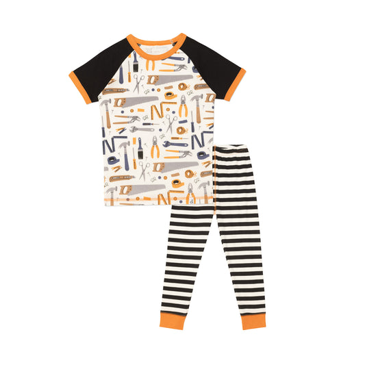Pyjama 2 pièces «Outils» en coton organique E30PB12-037 - 12 à 24 mois et 3 à 12 ans