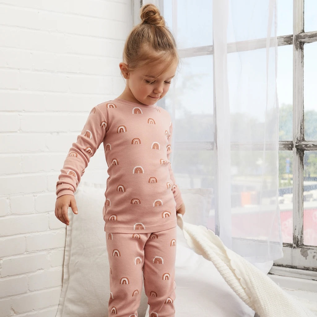 Ensemble pyjama rose ancien à imprimé « Arc-en-ciel » (2 pcs.)  2 à 10 ans