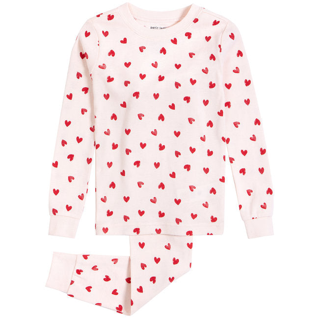 Ensemble pyjama rose à imprimés de cœurs (2 pcs.) 2 à 14 ans