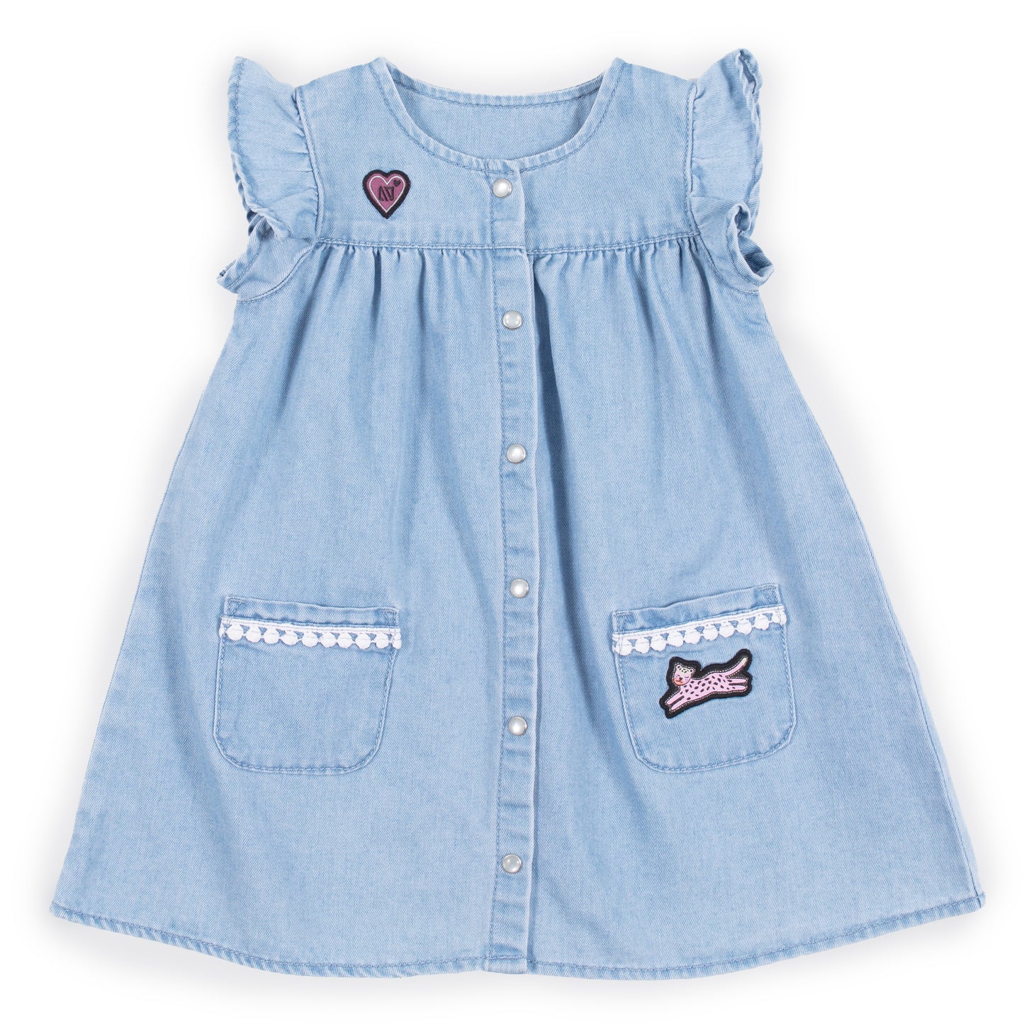 Robe en denim léger  - Dompteuse de léopard - S2352-05 - 6 à 24 mois