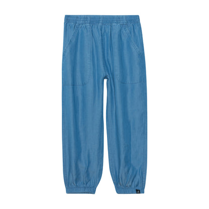 Pantalon avec poches et élastiques au bas E30YG20-098 - Chambray - 2 à 12 ans