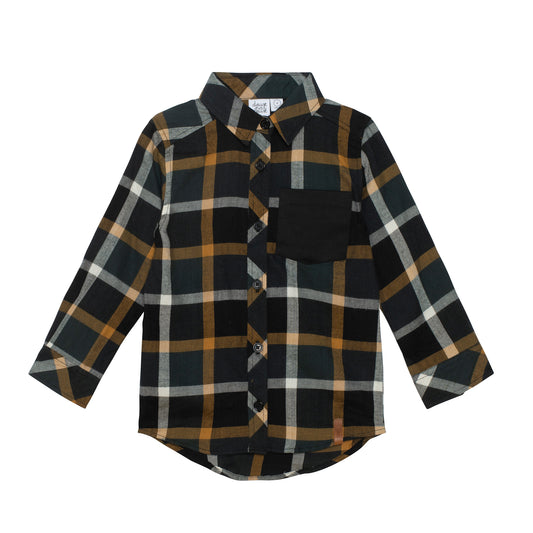 Chemise à carreaux avec poche  D20U16 -049 -3 à 12 ans